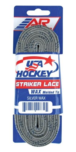 "Neuf paire de lacets de patin moulés A&R 2 USA Hockey Striker CIRE argent 72"-120" - Photo 1 sur 3