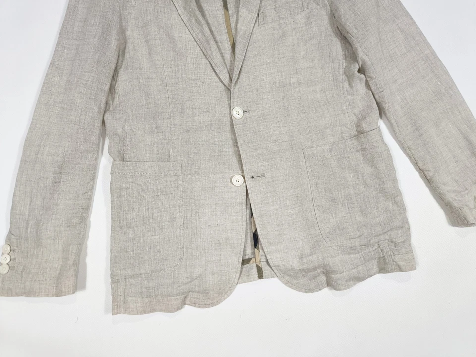 Chaqueta Blazer Burberry Nova Detalles a Cuadros Lino Sin Forro Talla L Foto 3 de 4