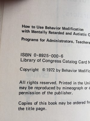 How to Use Behavior Modification with Mentally Retarded & Autistic Children 1972