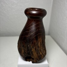 Wood Turned Live Edge Vase Natural Rustic Signed Burl Wood