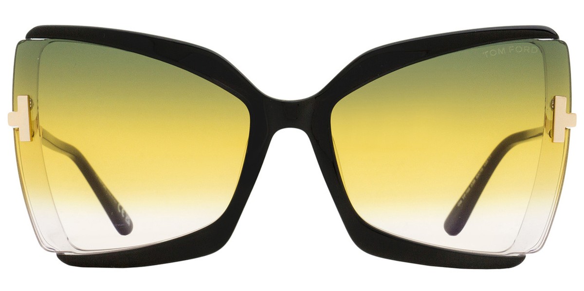 Tom Ford Black and Gold Oversized Gia Butterfly Sunglasses, 63mm Amazon.com: Tom Ford FT0766 03A Black FT0766 Butterfly  main image 4