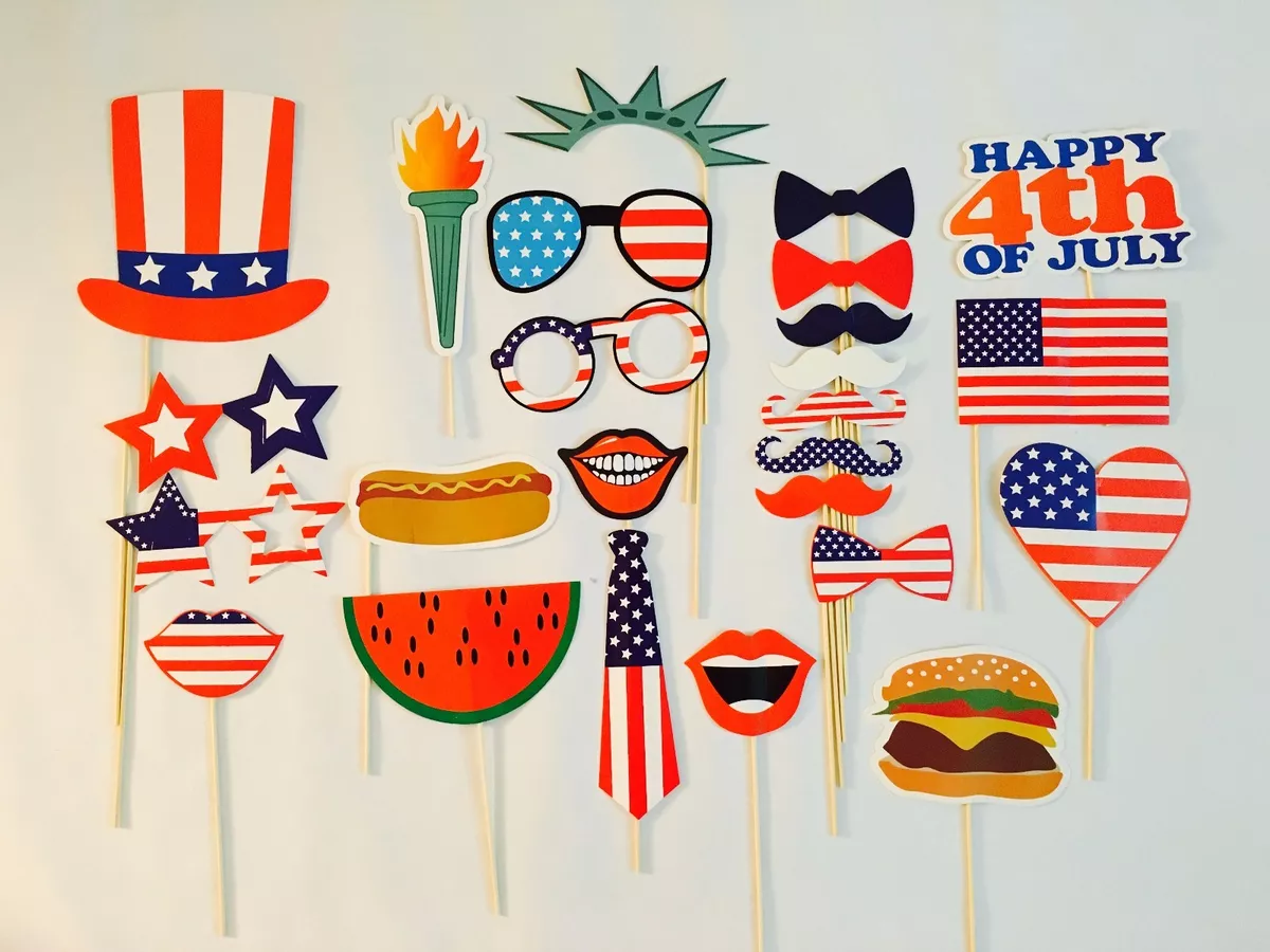 Independence Day Photo Booth Props 4th of July Party Decorations
