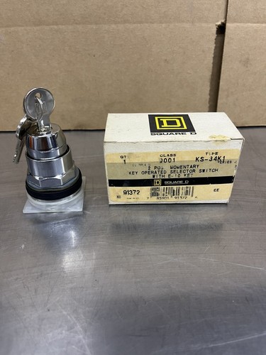 New Square D Class 9001 KS-34K1 Keyed Selector Switch Momentary E-10 Key