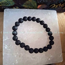 8mm Lava Stone Beads Bracelet Crystal Healing Gift for Him or Her 7.5''
