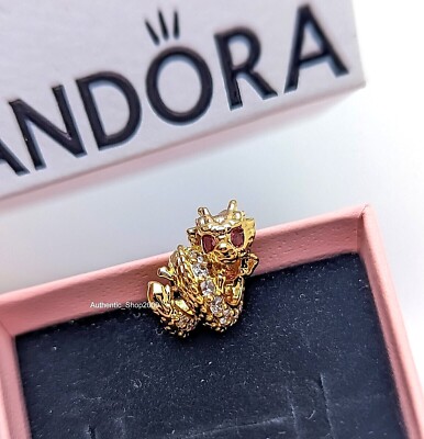 New 100% Authentic PANDORA Gold Chinese Year of the Dragon Red