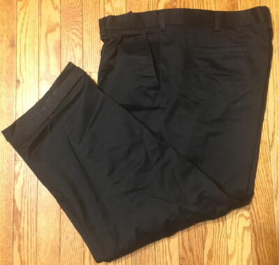 George 42x30 Solid Black Men’s Double Pleated Cotton Cuffed Dress Pants  509-503