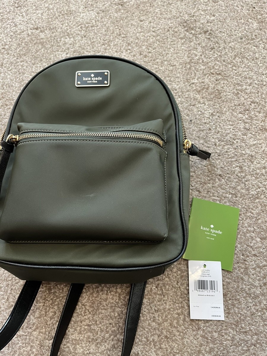 Kate spade rucksack backpack khaki green and leather | eBay UK