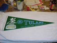 VINTAGE 1960's Tulane Green Wave HOF Game Green Full Size Pennant, MINT!!