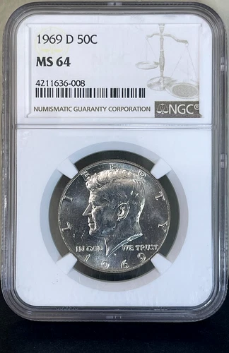 1969 D Kennedy Bicentennial Silver Half Dollars 50C NGC MS64