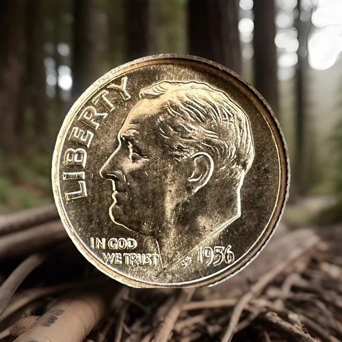 1956 P UNCIRCULATED ROOSEVELT DIME 90% SILVER COIN