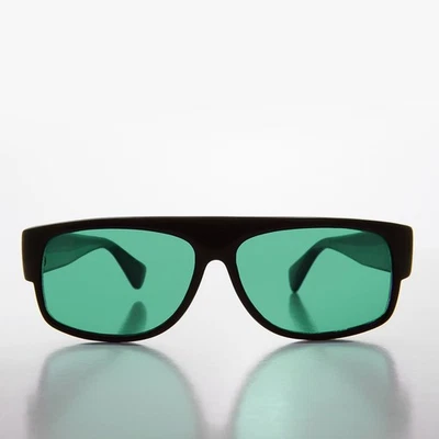 80er Jahre Low Rider Flat Top Sonnenbrille mit grünen Gläsern - Linux - Bild 1 von 3
