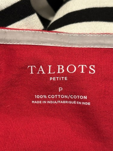 NWT $69 AUTHENTIC TALBOTS TEE - SLOPE STRIPE Red Black White Sz Petite ...