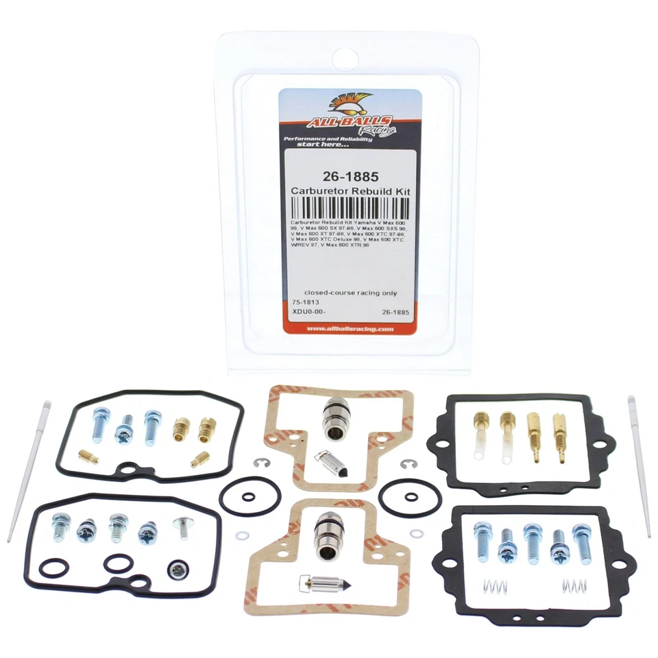 New All Balls Carburetor Rebuild Kit 26-1885 for Yamaha V Max 600 SXS 98 Foto 3 de 4