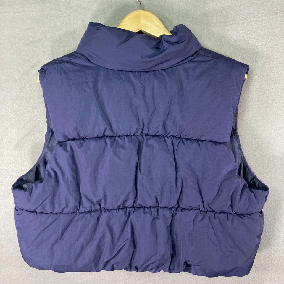 Colete acolchoado H&M dividido infantil tamanho G azul sem mangas zíper completo - Imagem 2 de 4