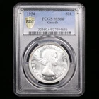 1954 $1 PCGS Graded MS64 Blast White Canada Silver Dollar Near Gem