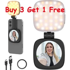 Adjustable Magnetic Selfie Light With Mirror For iPhone & Android, Phone Light