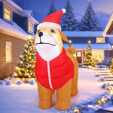 Leyndo 5 ft Schnauzer Christmas Inflatables Outdoor Decorations Xmas Dog Blow