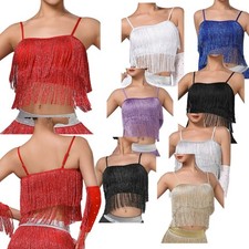 Women Tank Shirt Lyrical Top Party Camisole Performance Costume Ballroom Shiny