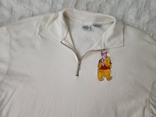 Vintage Disney Store Winnie the Pooh Piggyback Piglet 1/4 Zip Pullover Cream XL