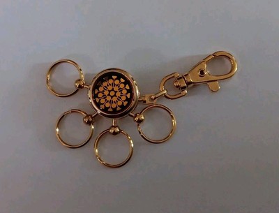 Vintage Gold Tone Keychain Floral Pattern Key Ring Bucklers NY Multiple Detach