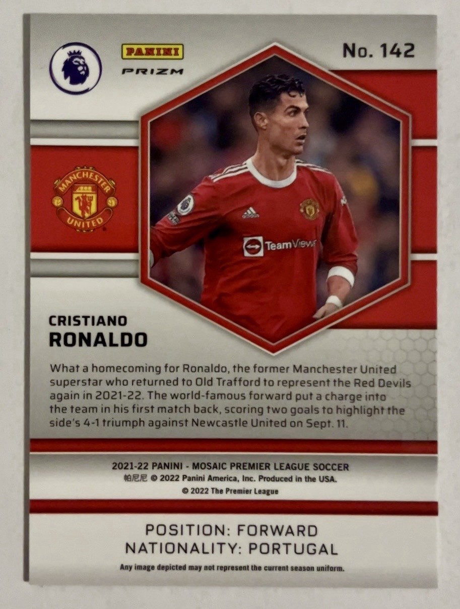 2021-22 Panini Mosaic Premier League #142 Cristiano Ronaldo Mosaic Prizm view 2