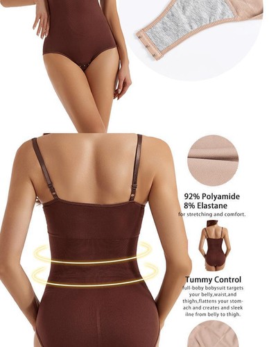 Women Seamless Full Body Shapewear Bodysuit Tummy Control Slim Body Shaper Tops - Picture 16 of 20