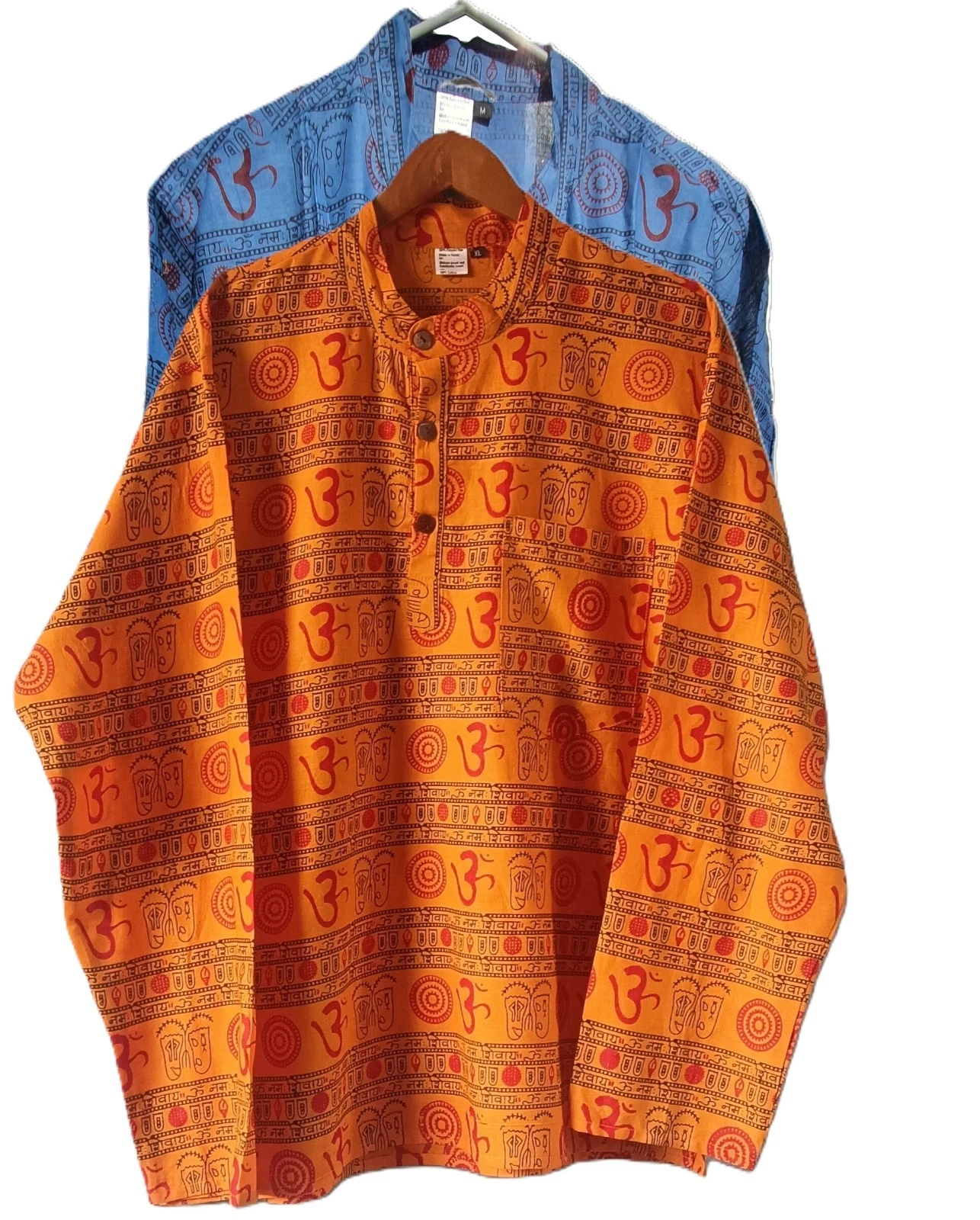 Om ॐ Print Full Sleeve Grandad Indian Kurta Shirt Men's Collarless Yoga
Opens in a new window or tab