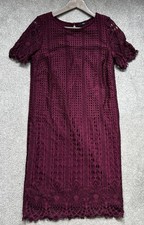 M&Co women’s cut out Lace Dress burgundy Party Occasion cruise dress 12 uk