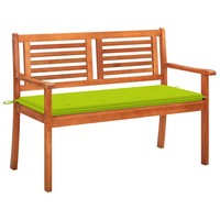 Gartenbank 2-Sitzer Massivholz Eukalyptus Mit Auflage 120 Cm