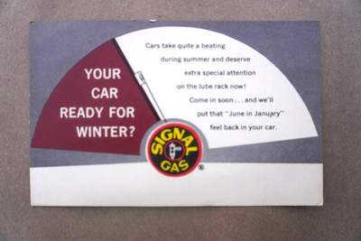 Signal Gas and Oil Advertising Service Post Card 1950's