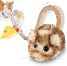 Interactive Cat Toy 360 Rolling Spinning with Wiggling Tail Brown Long