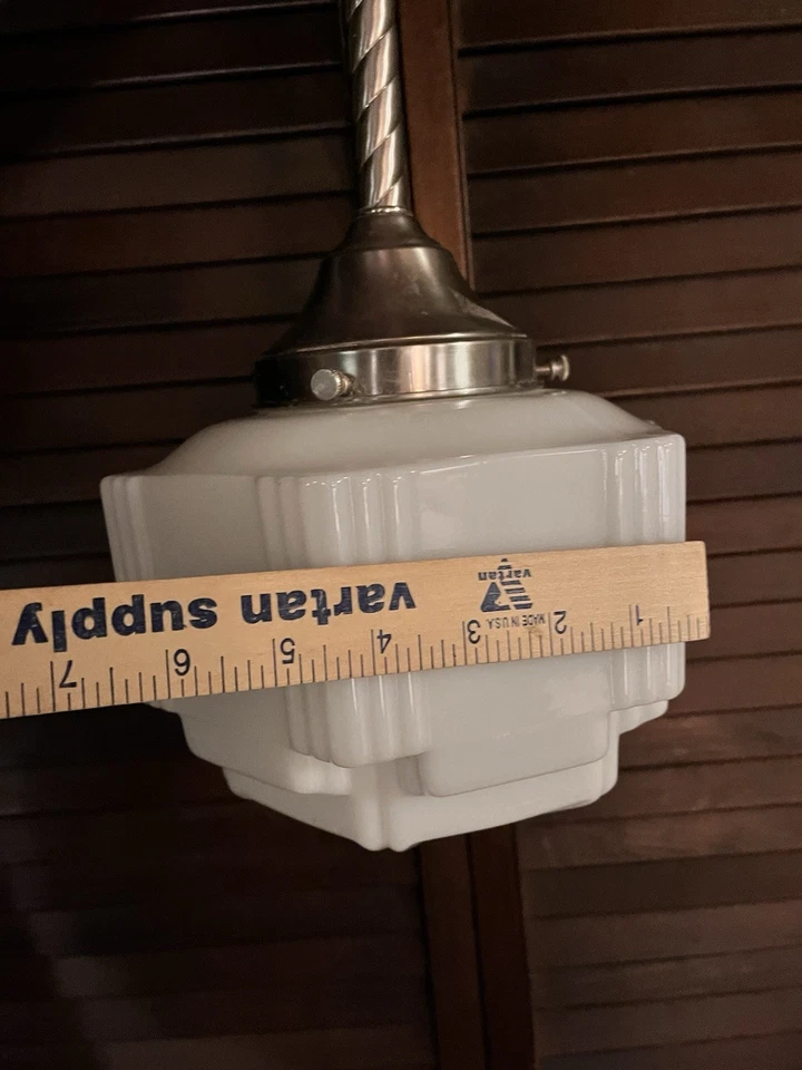 ANTIGUA LÁMPARA DE TECHO ART DECO VINTAGE LÁMPARA COLGANTE DE ESCUELA Foto 3 de 4