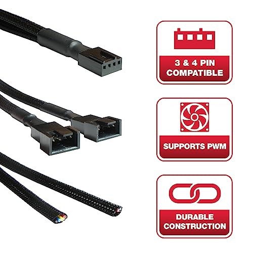PC Fan Splitter Extension Cable - 1 to 2 PWM Fan Splitter Compatible 5 Pack - 第 3/8 張圖片