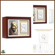 Pet Memorial Box Wooden Keepsake 4x6 Photo Frame Clay Paw Print Kit