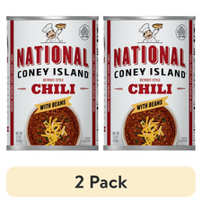 (2 Pack) National Coney Island Chili with Beans - 15 oz Cans,Detroit Style Chili