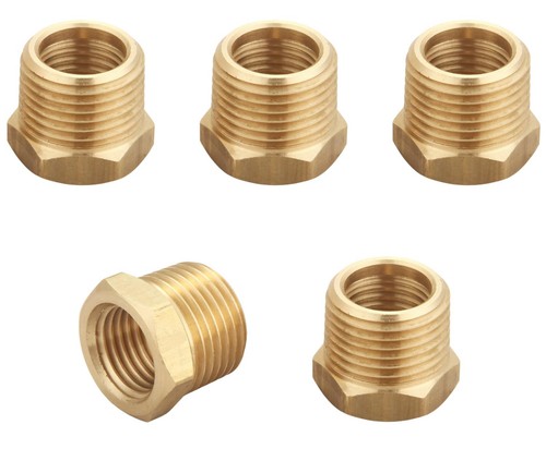 3/8 Inch NPT Male x 1/4 Inch NPT Female Brass Hex Bushing 5 Piece