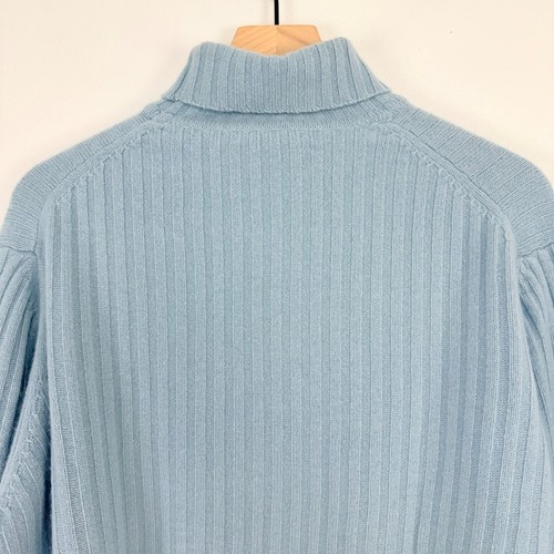 Vintage GAP 100% Cashmere Turtleneck Sweater Womens L Light Blue Ribbed Cozy Y2K by GAP, $52.7 - Photo 9