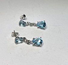 Beautiful Blue Topaz Drop Dangle Earrings