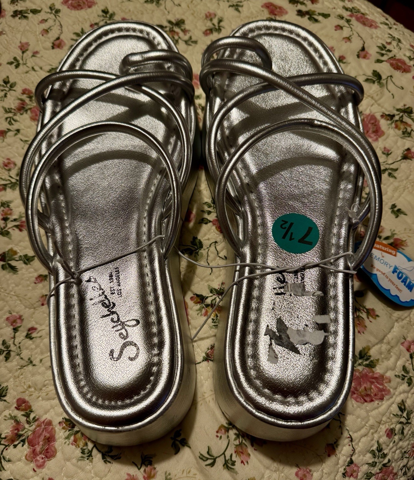 Seychelles Hanna Platform Silver Metallics Sandals Size #7.5