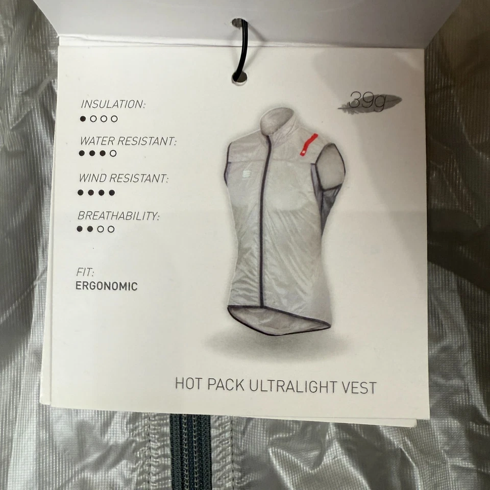 Sportful Vest Mens XL Hot Pack Ultra Grey Lightweight Compact Gilet NEW - Image 4 of 4
