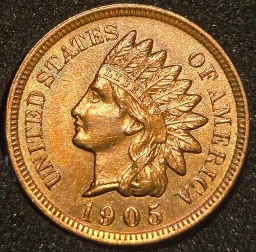 1905 Indian Head Cent - Uncirculated GLOSSY Red *GREAT FIELDS*