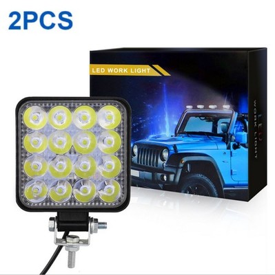 2Stk 48W LED-Arbeitsleuchte für Autos 16LEDs Spotlights Fahrleuchte LKW SUV