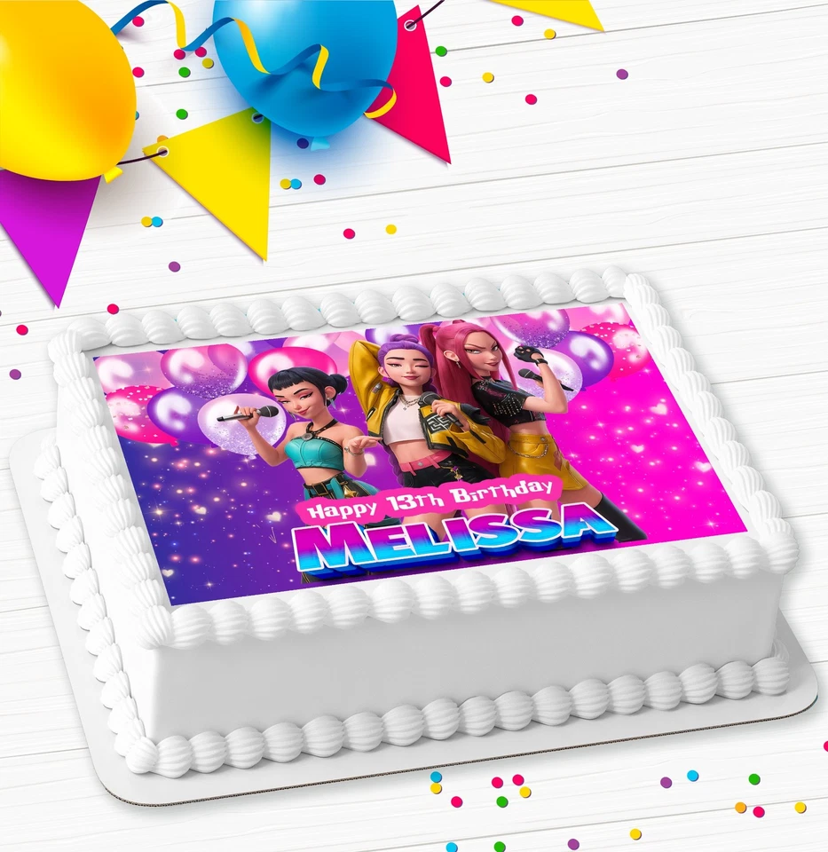 POP DEMON BIRTHDAY PARTY PERSONALISED ICING EDIBLE COSTCO CAKE TOPPER GC-502 - Image 2 of 3