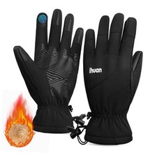 Kids Winter Waterproof Ski Gloves, Snowboarding 7-8 Years M Black