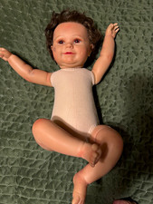 Soft Body Baby Doll Curly Brown Hair Brown Eyes Vinyl/Cloth Light Complexion