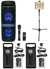 Rockville Go Party X10 Rechargeable Karaoke Machine System 3 Mics Tablet Stand