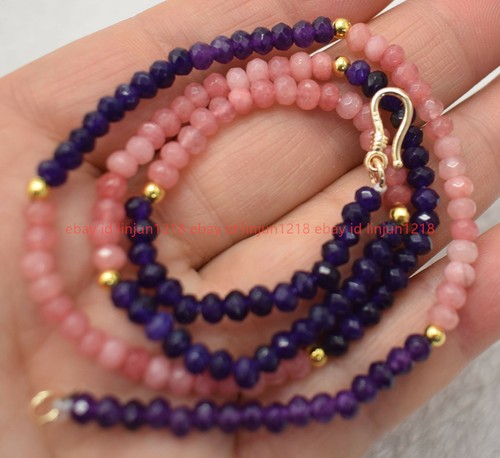 Natural 2x4mm Faceted Multicolor Rondelle Gems Beads Necklace 18" - Picture 7 of 26