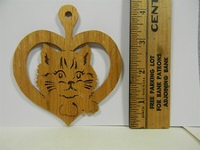 Handmade Wooden Cat Kitten Christmas Ornament - 22 - 4G