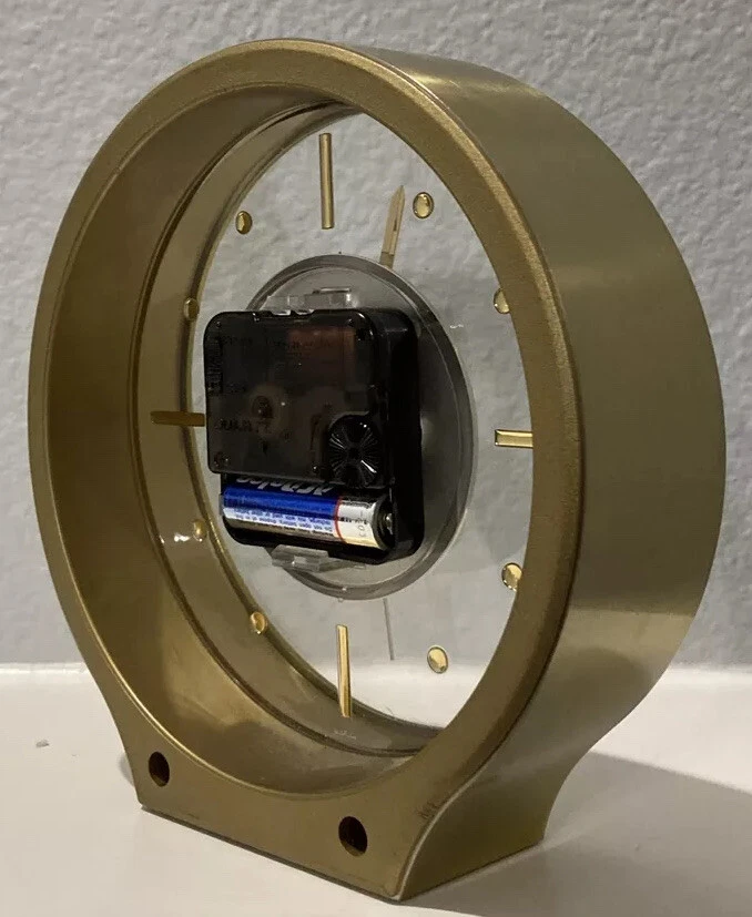 Vintage Seiko Round Gold and Glass Mantel  Clock Made in Japan  - Image 4 of 4