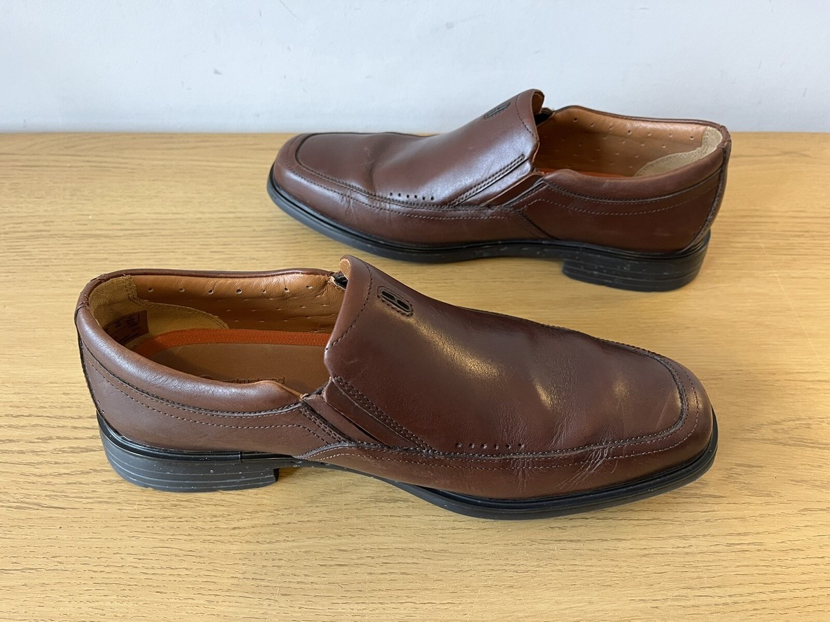 CLARKS Unstructured Un Sheridan. Mens Brown Loafers Slip On 